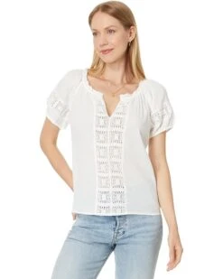 Lucky Brand Granny Square Short Sleeve Top | Shirts & Tops