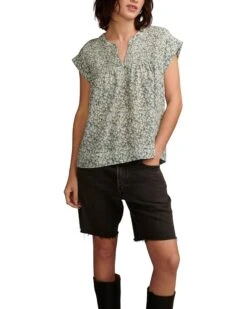 Lucky Brand Short Sleeve Printed Smocked Blouse | Shirts & Tops