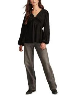 Lucky Brand Ott Cutwork Smocked Top | Shirts & Tops