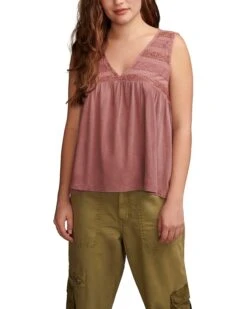 Lucky Brand Lace Trim Mix Tunic Tank | Shirts & Tops
