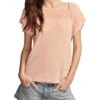 Lucky Brand Smocked Schiffly Mixed Dolman Tee | Shirts & Tops