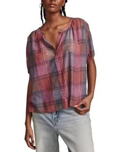 Lucky Brand Yarndyed Smocked Shoulder Blouse | Shirts & Tops
