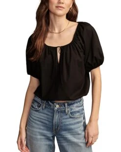 Lucky Brand Gathered Poplin Top | Shirts & Tops