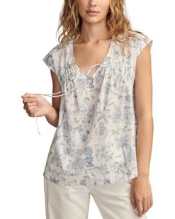 Lucky Brand Ruched Tiefront Short Sleeve Shirt | Shirts & Tops