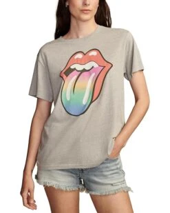 Lucky Brand Rolling Stones Rainbow Tongue Boyfriend Tee | Shirts & Tops