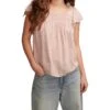 Lucky Brand Smocked Neck Flutter Sleeve Top | Shirts & Tops