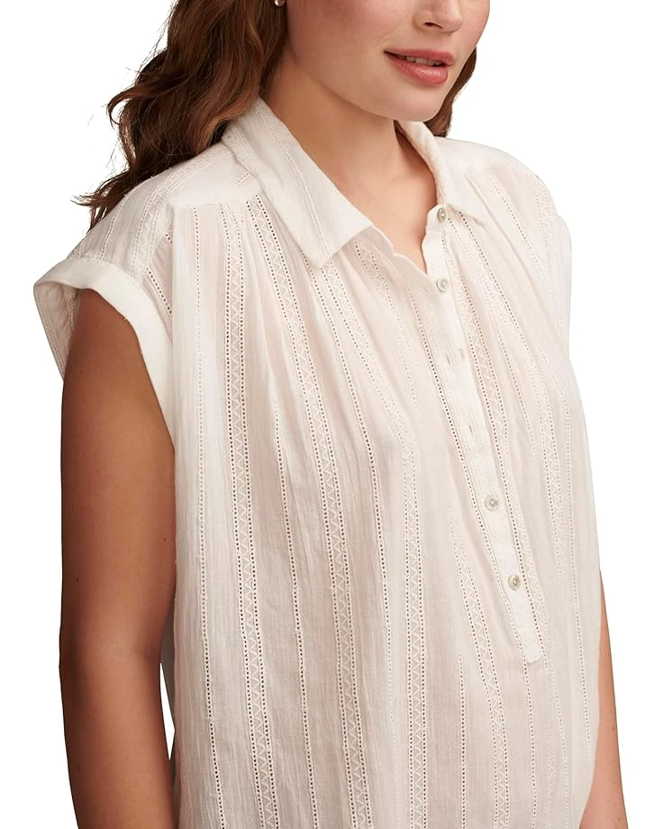 Lucky Brand Solid Short Sleeve Popover W/Schiffli | Shirts & Tops 3 Lucky Brand Solid Short Sleeve Popover W/Schiffli | Shirts & Tops - Image 3