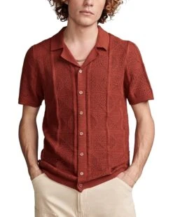 Lucky Brand Crochet Camp Collar Short Sleeve Shirt | Shirts & Tops