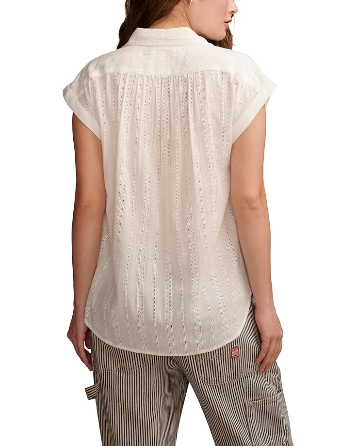 Lucky Brand Solid Short Sleeve Popover W/Schiffli | Shirts & Tops 2 Lucky Brand Solid Short Sleeve Popover W/Schiffli | Shirts & Tops - Image 2